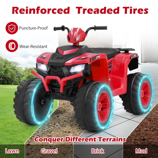 Red 24V Electric Ride-On ATV for Kids with Wireless Connection, 3-8 Years Old {6}