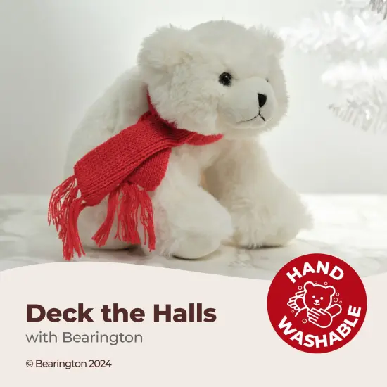 Bearington Frosty Polar Bear Plush, 7 Inch Christmas Stuffed Animal with Scarf, For Ages 3-14 White {3}
