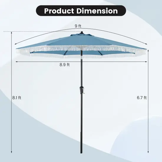 9 FT Patio Umbrella with UV-Resistant Fabric, Adjustable Tilt, and Easy Setup for Outdoor Garden, Pool, and Backyard Navy {4}