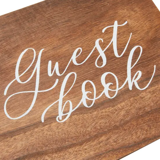 Rustic Style Wooden Guest Book - Wedding Reception, Bridal Shower, Baby Shower, Quinceanera Guest Book (112 pages, 11.25x8.75 In) Brown {7}