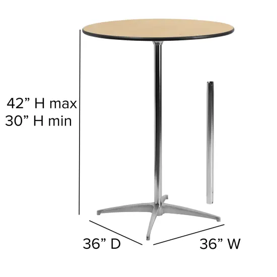 Emma and Oliver 36" Round Wood Cocktail Table with 30" and 42" Columns Natural {5}