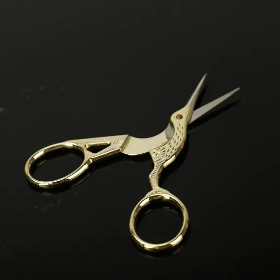 Embroidery Scissors, Stainless Steel Sharp Stork Scissors for Sewing Crafting, Art Work, Threading, Needlework - DIY Tools Dressmaker Small Shears - 2 Pcs (3.6 Inches, Gold) {5}