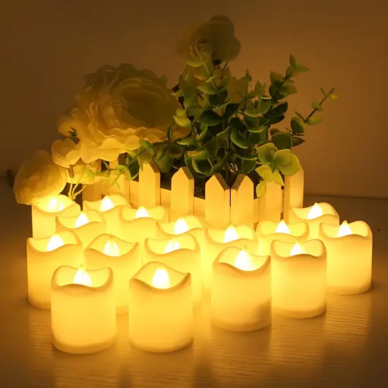 Flameless LED Tea Lights Set, Battery Operated Votive Candles Decor {4}