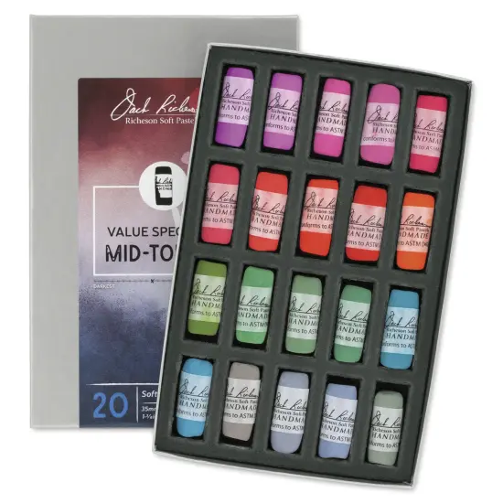 Richeson Soft Handrolled Pastels - Mid Tones 1, Set of 20 {1}
