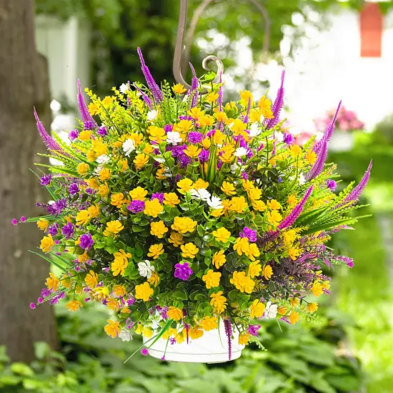 Artificial Flowers for Outdoors Fake Faux Flowers, 20 Bundle Artificial Plants Outdoor UV Resistant Fake Plants Spring Summer Decor, Realistic Faux Plants Shrubs Greenery for Porch Window Box Garden {2}