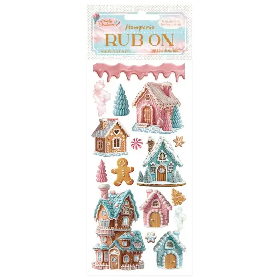 Stamperia Rub-On 4"X8.5"-Candy Christmas Marzipan Houses {1}