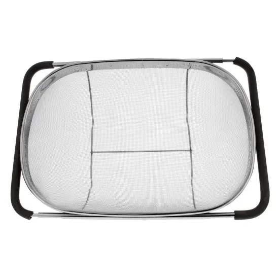 U.S. Kitchen Supply Stainless Steel Colander Strainer - 6-Quart Collapsible Colander with Expandable Rubber Handles - Rectangular Sieve, Fine Mesh Stainless Steel Strainers and Colanders for Kitchen {4}