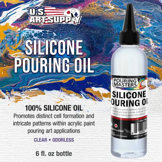 6-Ounce Silicone Pouring Oil - 100% Silicone Oil Pouring Medium for Acrylic Paint, Clear, Odorless Cell Creation Medium {2}