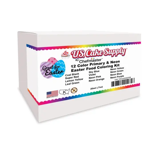 U.S. Cake Supply 12 Color Primary & Neon Easter Food Coloring Kit {3}