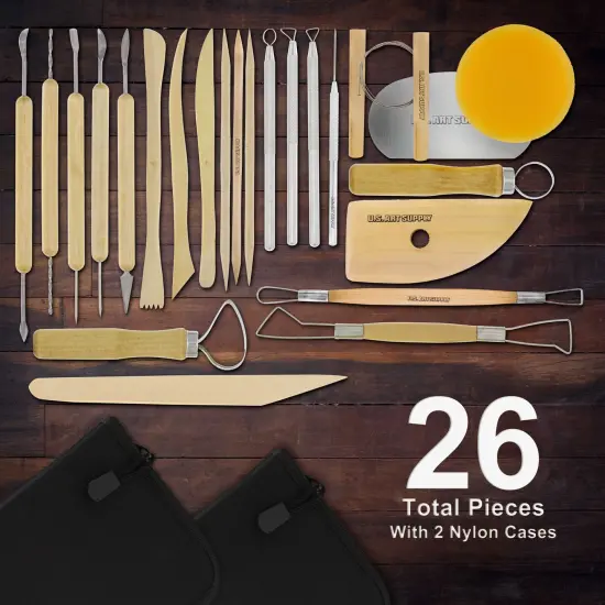 Pottery & Clay Tools Sets (26-Piece) - 12 and 14-Piece Set Include Pottery Tools, Canvas Case for Sculpting, Ceramics, and Easy Storage & Transport {2}
