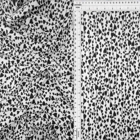 Heart Print DTY Knit Fabric 1 Yard Soft Stretch Lightweight 58/60" Wide IVORY {1}