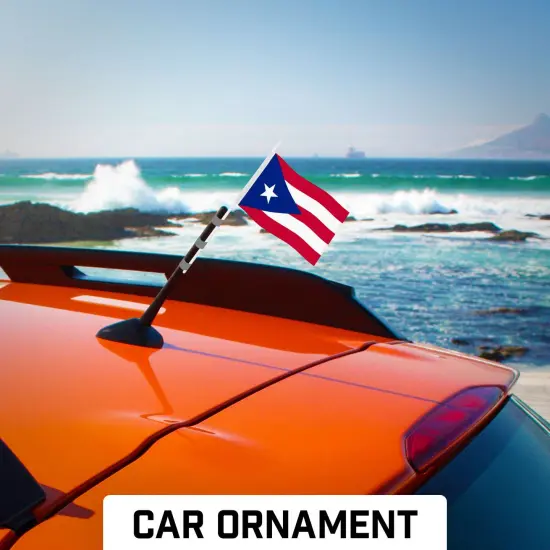 G128 12 Pack Handheld Puerto Rico Puerto Rican Stick Flags | 4x6 In | Printed 150D Polyester, Country Flag, Solid Plastic Stick, Spear White Tip {6}