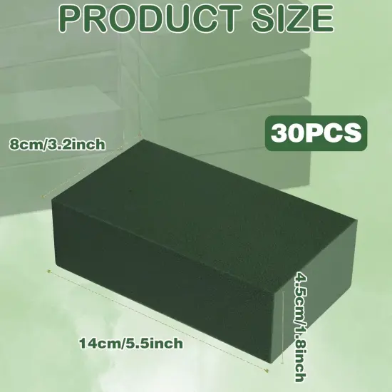 30Pieces Floral Foam Blocks, Green Floral Foam for Flower Arrangements, Flower Foam Blocks Florist Foam Dry Foam Plant Foam Wet Foam for Artificial Flowers, (5.5 X 3.2 X 1.8 Inches) {2}
