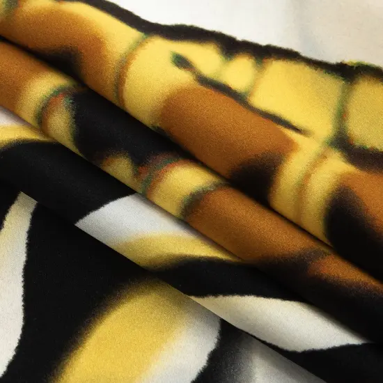 1 Yard Italian White Yellow Royal Butterfly Silk Charmeuse 53 inch Width {3}