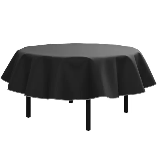 Exquisite Vinyl Tablecloth &ndash; 70" Round &ndash; Pack of 1 &ndash; Round Plastic Table Cover with Flannel Backing &ndash; Reusable & Waterproof Tablecloth for Parties and Events Black {2}