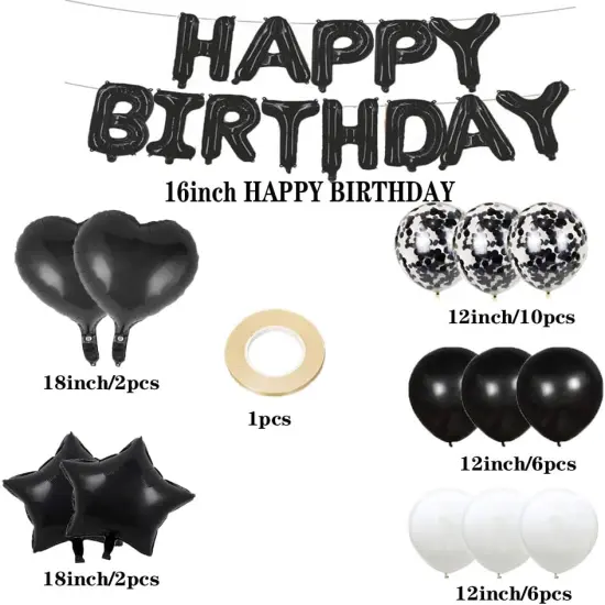 25th Birthday Decorations Black {3}