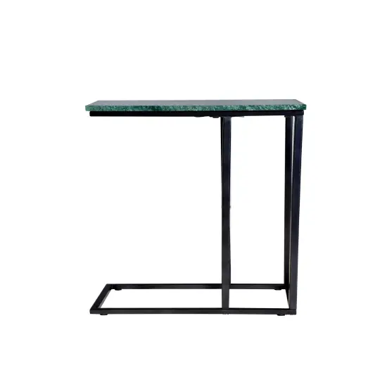 Green Marble "C" Table With Grey Metal Frame-24 Inch Height {3}