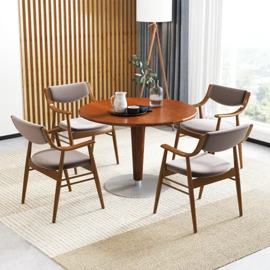 Brown Wooden Dining Chair Set of 2 with Cushioned Seat and Back Support for Comfort Walnut {3}