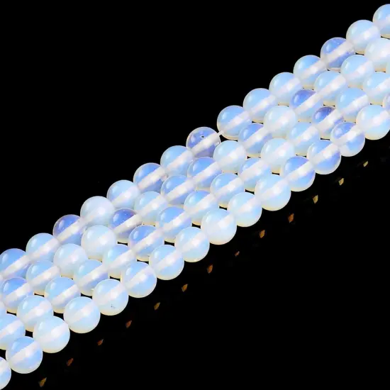 10MM White Opal Agate Beads Gemstone Beads Round Smooth Beads Good Luck for Jewelry Making DIY Gifts for Family and Friends (Opal, 10mm) {3}