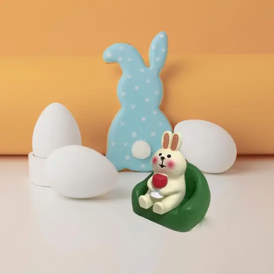 Miniature Bunny Figurines, Mini Rabbit Holding Red Wine Figurine, Resin Rabbit Easter Bunny Decor for Home Indoor Decoration, Cute Rabbit Gifts for Rabbit Lovers (Green Safa) {2}