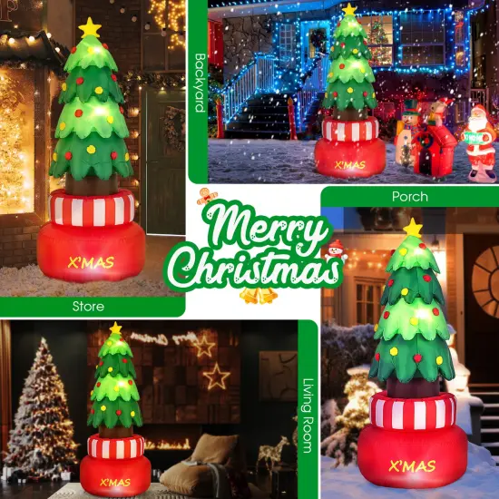 8 Feet Inflatable Rotating Xmas Tree with Built-in LED Lights and Water Bags {6}
