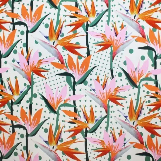 Dotted Birds of Paradise Printed Spandex {2}