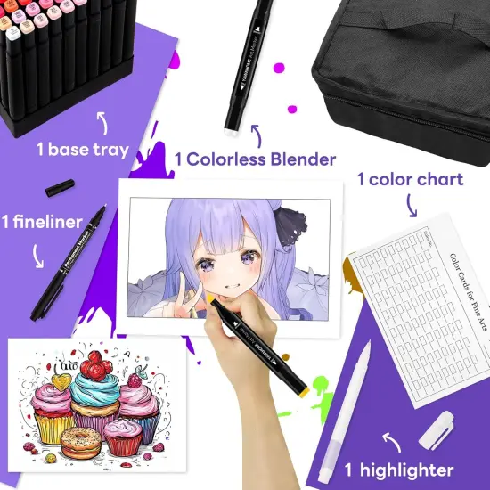 Alcohol Markers Set 120 Colors - Dual Tip {4}