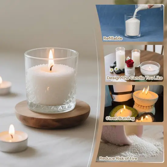 Snow Pearled-Candles with Wicks - White DIY Candle Sand {3}