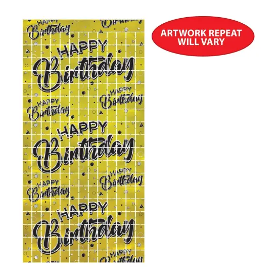 6 Pack Bulk Happy Birthday Party Metallic Square Curtain {5}