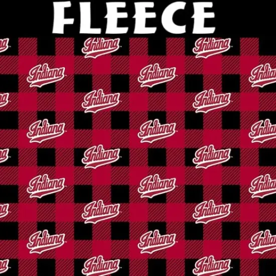 Licensed NCAA Indiana University Buffalo Plaid Fleece IND-1190 Fabric by the Yard {1}