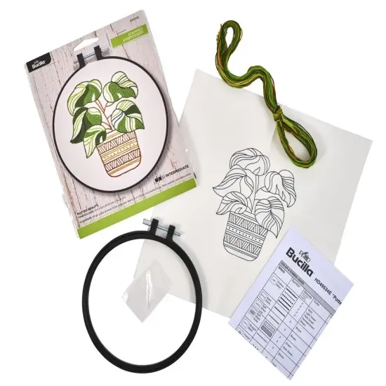 Bucilla Stamped Embroidery Kit W/6" Plastic Hoop-Potted Beauty {6}