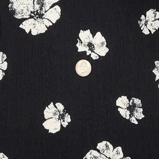 1 Yard Rayon Crinkle Black or Off White Woven Fabric Lightweight 50/52&Prime; Wide 100% Rayon {1}