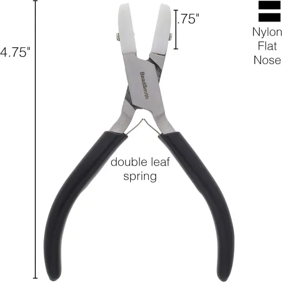 The Beadsmith Double Flat Nose Nylon Jaw Pliers &ndash; 5-Inches (127mm), Black Vinyl Comfort Grip Handle with Double Leaf Springs &ndash; Protects Wire When Bending and Looping {3}