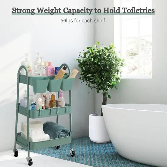 3-Tier Rolling Cart - Green {5}