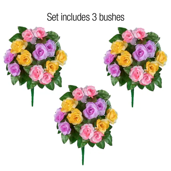 Collections Etc Artificial Pastel Rose Bushes Set of 3 {5}