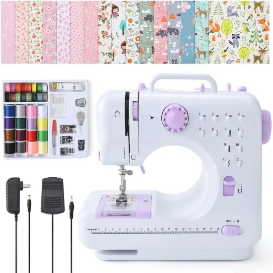 Portable Electric Sewing Machine with 12 Built-in Stitches, LED Light, Foot Pedal, Easy Threading, Ideal for Beginners & DIY Projects {1}