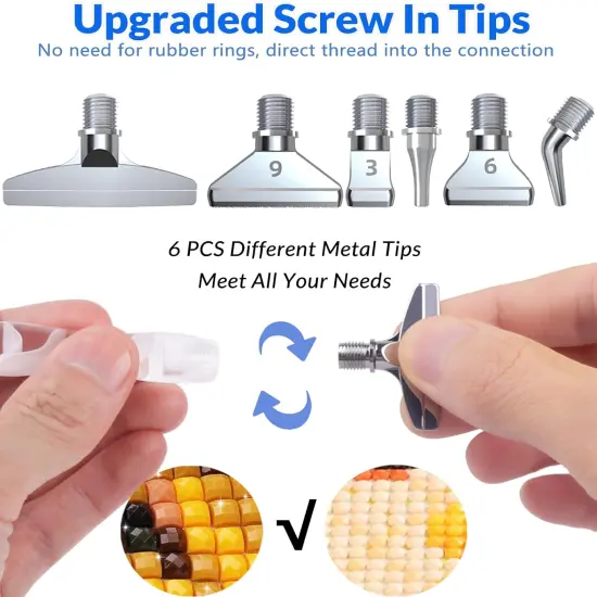 Metal Thread Tips Diamond Art pens 17 PCS, Diamond Painting Pen Kits Upgraded Stainless Steel Pen Tips No Loosen, Diamond Painting Accessories Tools {3}