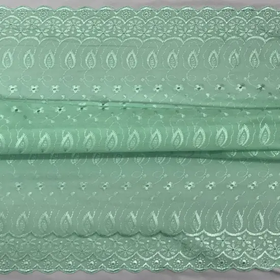 1 Yard Mint Green Medium Eyelet Fabric with Soft Feel and Double Border &ndash; 41/42" Wide {3}