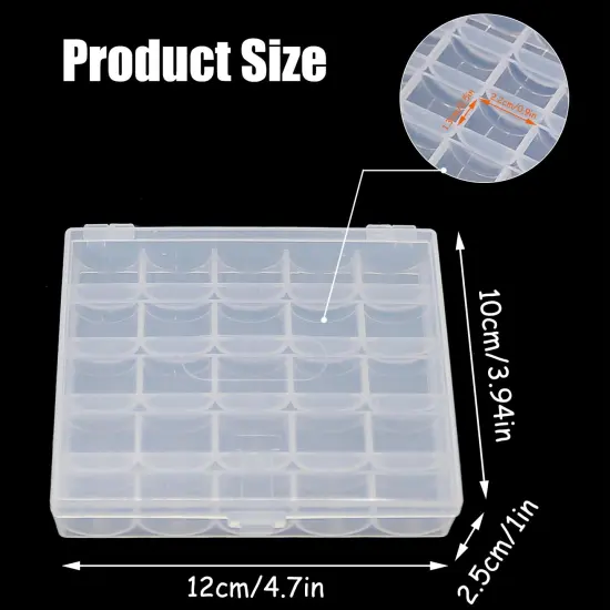 Bobbin Box, Bobbin Organizer Plastic Case, Transparent 25 Slots Empty Bobbins Spools Box, Sewing Craft Plastic Case Storage Box for Sewing Machine (1Pcs Box) {5}