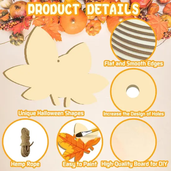 Large Size 7" Maple Leaf Crafts Slices Unfinished Blank Wooden Ornaments {2}