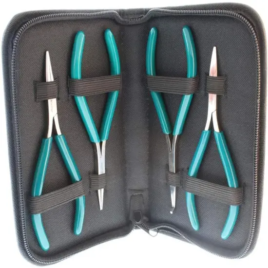 The Beadsmith Micro-Fine 4 Piece Plier with Springs Set - Chain, Round, Flat, and Bent Nose - 5' in Length {2}