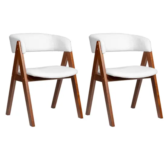 Costway Dining Chairs Set of 2/4 Mid-Century Upholstered Kitchen Armchairs with Padded Seat Black/Brown {1}