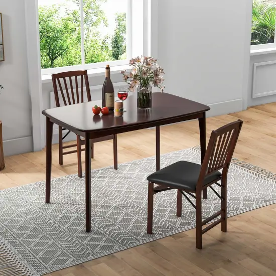Costway 48" Wooden Dining Table Rectangular Farmhouse Kitchen with Solid Rubber Wood Legs Cherry/Natural {9}