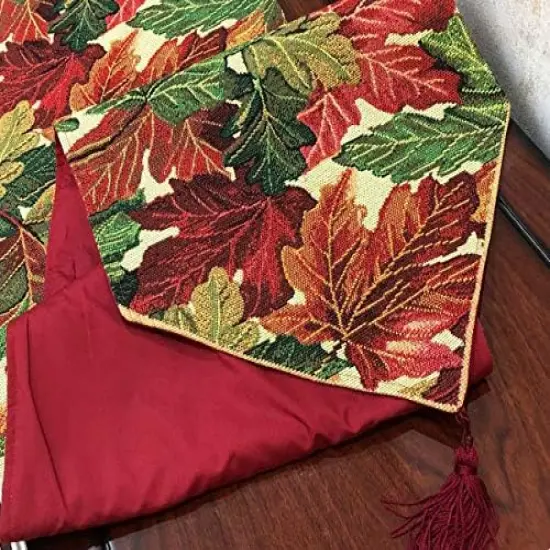 Leaves Autumn Fall Foliage Woven Table Runner {3}
