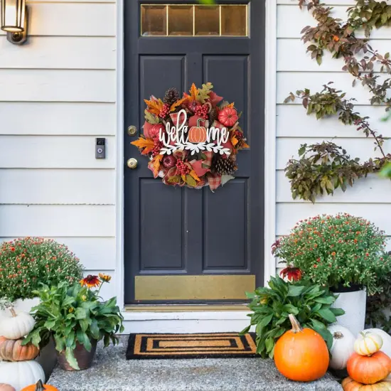 16" Artificial Fall Maple Leaf Wreath {5}