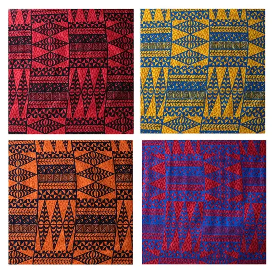 1 Yard Traditional Tongan Geometric Design Cotton Fabric 30in L x 45in W Lime Green {2}