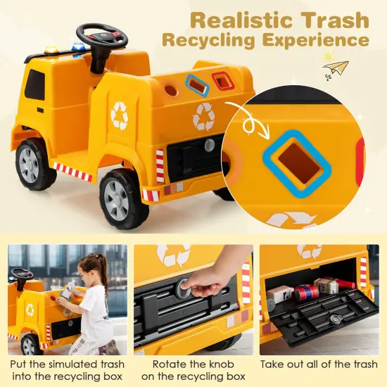 Costway 12V Recycling Garbage Truck Electric Ride On Toy Remote w/Recycling Accessories {6}