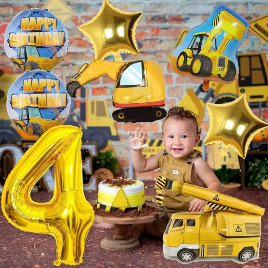 Construction Balloons 4th Birthday - Gold {2}