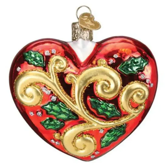 Old World Christmas 2024 First Christmas Heart - 1 Glass Ornament 3.25 Inch, Glass 3.25 In 2024 First Christmas Heart Christmas Tree Ornament , Ornament Marriage Love 1St Red {2}
