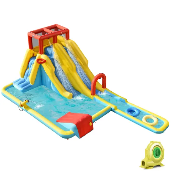 Costway 7 in 1 Inflatable Dual Slide Water Park Climbing Bouncer {1}